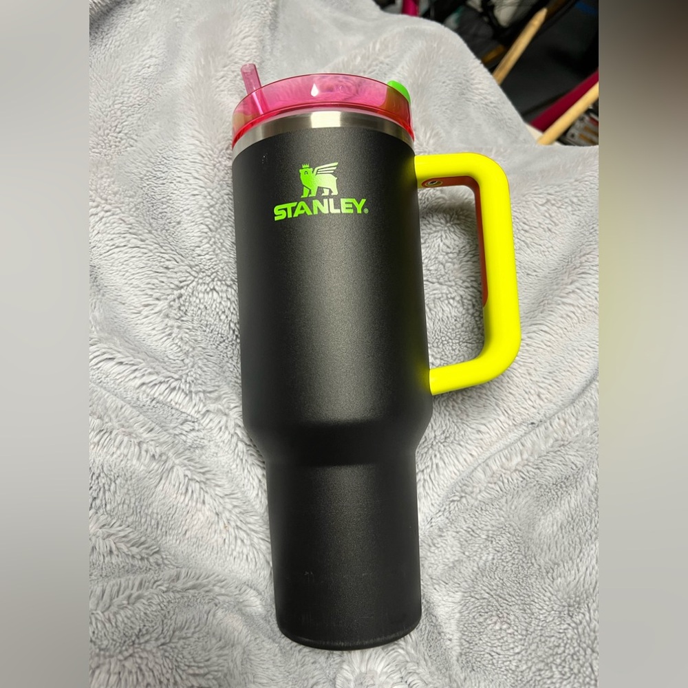 Rare Stanley Rainbow Colorblock 40oz Tumbler Neon Handle Pink Lid